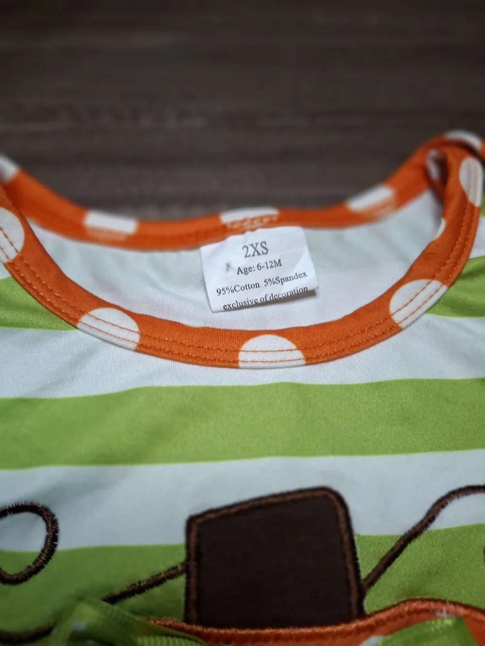 Green & White Striped Pumpkin Applique One-Piece Bodysuit for Kids